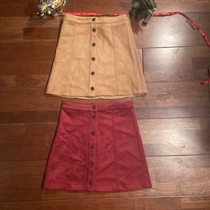 Sky & Sparrow button up skirts xs tan & burgundy